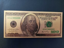 100 $ arany fólia,  replika, új.