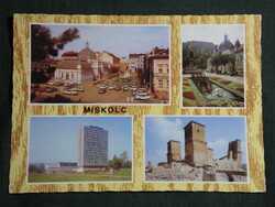 Képeslap, Miskolc,mozaik,Diósgyőr vár,Avasi templom,szökőkút, látkép, részlet, 1982-