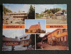 Képeslap,Mátra,mozaik,Mátraszentistván,Mátraszentimre,vendéglő,templom,üdülő  látkép, részlet, 1982-