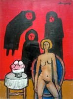 Drégely László: "Párkák" - eredeti festmény 1982-ből