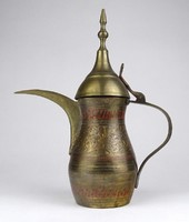 1R538 Festett vésett indiai réz karaffa 24 cm