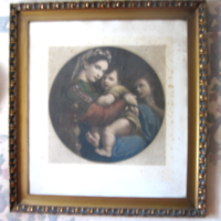 Raffaello Madonna dela Seggiola másolat, reprodukció nagy blondel keretben