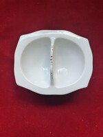 Régi bieder fehér porcelán asztali sótartó kézzel festett virágokkal