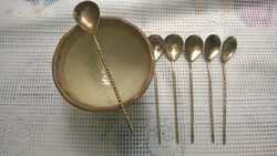 Vintage Fagylaltos kanál szett csavart nyéllel, 6 db, szép állapotban