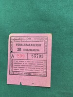 Vonalszakaszjegy 2 kisszakaszra BSZKRT 1930-s évek