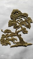 Vintage GILDE réz ginko fa falidísz fali kép Németország 1960-as évek jelzett eredeti  40 cm x 34 cm