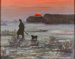 1S124 20th Century Painter: Hunting at Sunset 1985