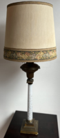 Extra Large Antique Copper Table Lamp with Alabaster Column