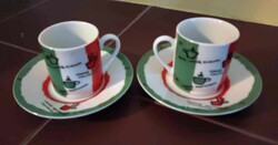 Porcelán kávés poharak alátéttel  /2 garnitúra/  eladó