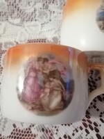 Zsolnay zsáner jelenetes gyűjtői csésze párban
