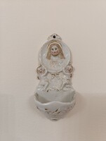Antik szenteltvíz tartó 19 század porcelán keresztény katolikus Jézus fali szenteltvíztartó 738 9372