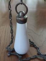 Antik vintage fehér porcelán WC tartály lehúzó fogantyú cca.1920-as évek,eredeti sárgaréz lánccal