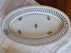 Herendi porcelán fonott szélű ovális tál 16 x 26 cm