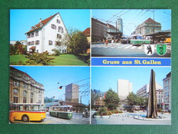 Képeslap Svájc 1990. Üdvözlet St. Gallenből, trolibusszal