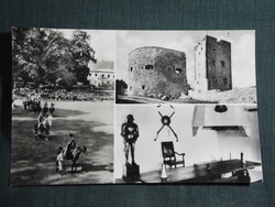 Képeslap, Nagyvázsony,mozaik Kinizsi vár,szobor,múzeum,katona,huszár látkép,részlet, 1968-