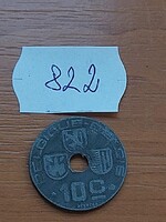 BELGIUM BELGIQUE - BELGIE 10 CENTIMES 1943 WW II. CINK, III. Leopold király  822.