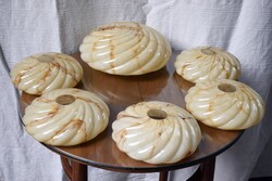 Art-deco csillár lámpa fodrozott márványos kétrétegű üveg búra alkatrész garnitúra 6 db.-
