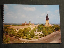 Képeslap, Nagykőrös, Szabadság tér,emlékmű,templom, városi látkép,részlet, 1972-