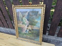A0693 Gyermekek védangyallal vászon festmény 64x82cm