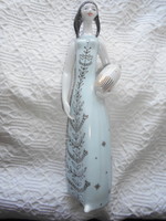 Hollóházi korsos lány - kézzel festett art deco  porcelán figura 27 cm