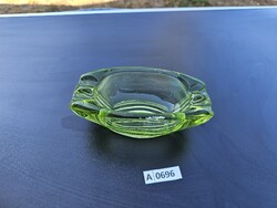 A0696 Csehszlovák zöld üveg hamutál 15x8,5 cm