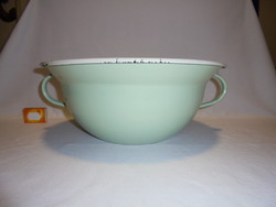 Old pale green-white enamel vajling with 