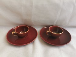Zsolnay antik kávés csészék bordó