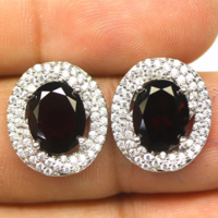 Valodi  8x10mm Kö Gránát 925 Ezust Fülbevaló