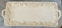Vintage Regal porcelán tálca áttört, virág, pillangó dombor mintával