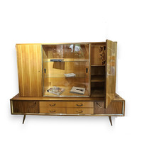 Különleges vintage design intarziás vitrines szekrény, highboard - 51998