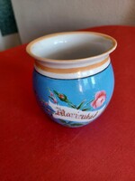 Porcelán hasas kék bögre Marienbad-i emlék