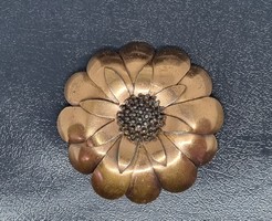 Vintage iparművész virág réz bross kitűző