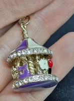 Vintage charm medál fityegő körhinta kristály berakással szív rúzs táska díszítéssel