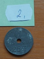 BELGIUM BELGIQUE - BELGIE 25 CENTIMES 1946 WW II. CINK, III. Leopold király  2.