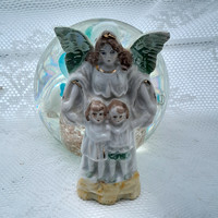 Antik  kézzelfestett PORCELÁN FIGURA -  Őrangyal gyermekekkel - Art&Decoration