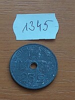 BELGIUM BELGIQUE - BELGIE 25 CENTIMES 1946 WW II. CINK, III. Leopold király  1345.