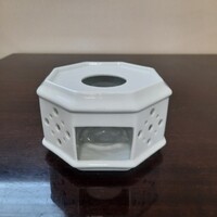 Fehér Herendi porcelán áttört nyolcszög alakú tea melegítő