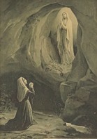 1S201 Régi keretezett francia vallási emléktárgy "szeplőtelen fogantatás" 31 x 21.5 cm