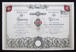 Salgó-Tarjáni Kőszénbánya Részvény-Társulat részvény 25x30 (750) pengő 1935