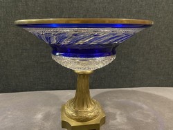 XIX.sz.i. EMPIRE KRISTÁLY ASZTALKÖZÉP BRONZ SZERELÉKKEL!    29.5x26.5cm!!