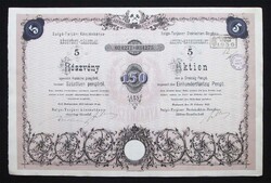 Salgó-Tarjáni Kőszénbánya Részvény-Társulat részvény 5x30 (150) pengő 1935