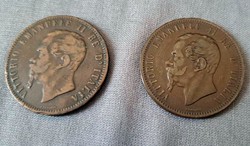 Olaszország 10 Centesimi 1867 H Coin, Vittorio Emanuele II, Birmingham