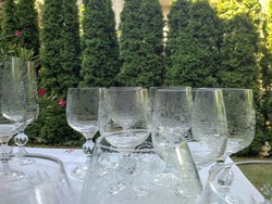 Bohémia cseh kaszkád finom kristály pohár készletek 24 db,  maratott mintával