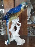 Német,Germany Volkstedt Karl Ens Nagyméretű Papagáj,Kakadu Porcelán Figura.24.5 cm