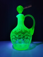 Harrach Polka dots Fenton stílusú uranium glass uránüveg uránium cruet kiöntő