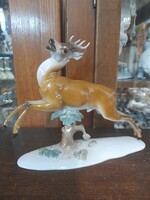 Alt Német,Germany Selb Rosenthal 1940,Szökellő Őzbak,Szarvas Porcelán Figura.22 cm.