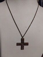 RÉGI BRONZ KERESZT ELSŐÁLDOZÓ MEDÁL BRONZ LÁNCON