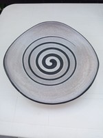 Régi nyugat - német  art deco iparművészeti  kerámia tál / asztalközép  csiga vonallal