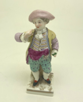 Antique German elegant boy porcelain figurine, 12cm