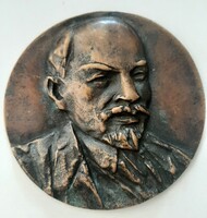 Nagyméretű Lenin bronz dombormű  , plakett 10,5 cm